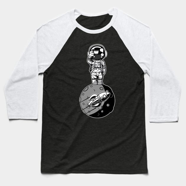 Astronaut Standing on The Moon Baseball T-Shirt by ArtisticParadigms